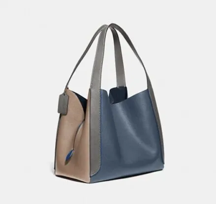 Coach Colorblock Hadley Hobo Dark Denim Blue Gray Tote Leather Bag Handbag NEW