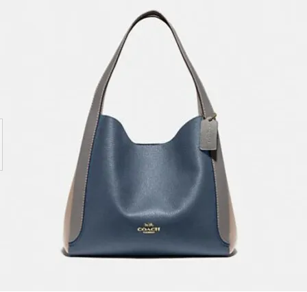 Coach Colorblock Hadley Hobo Dark Denim Blue Gray Tote Leather Bag Handbag NEW