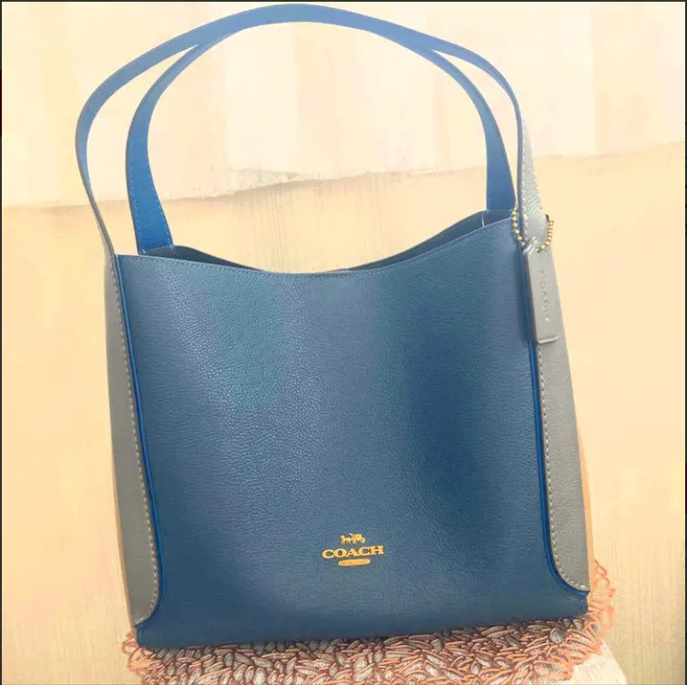 Coach Colorblock Hadley Hobo Dark Denim Blue Gray Tote Leather Bag Handbag NEW