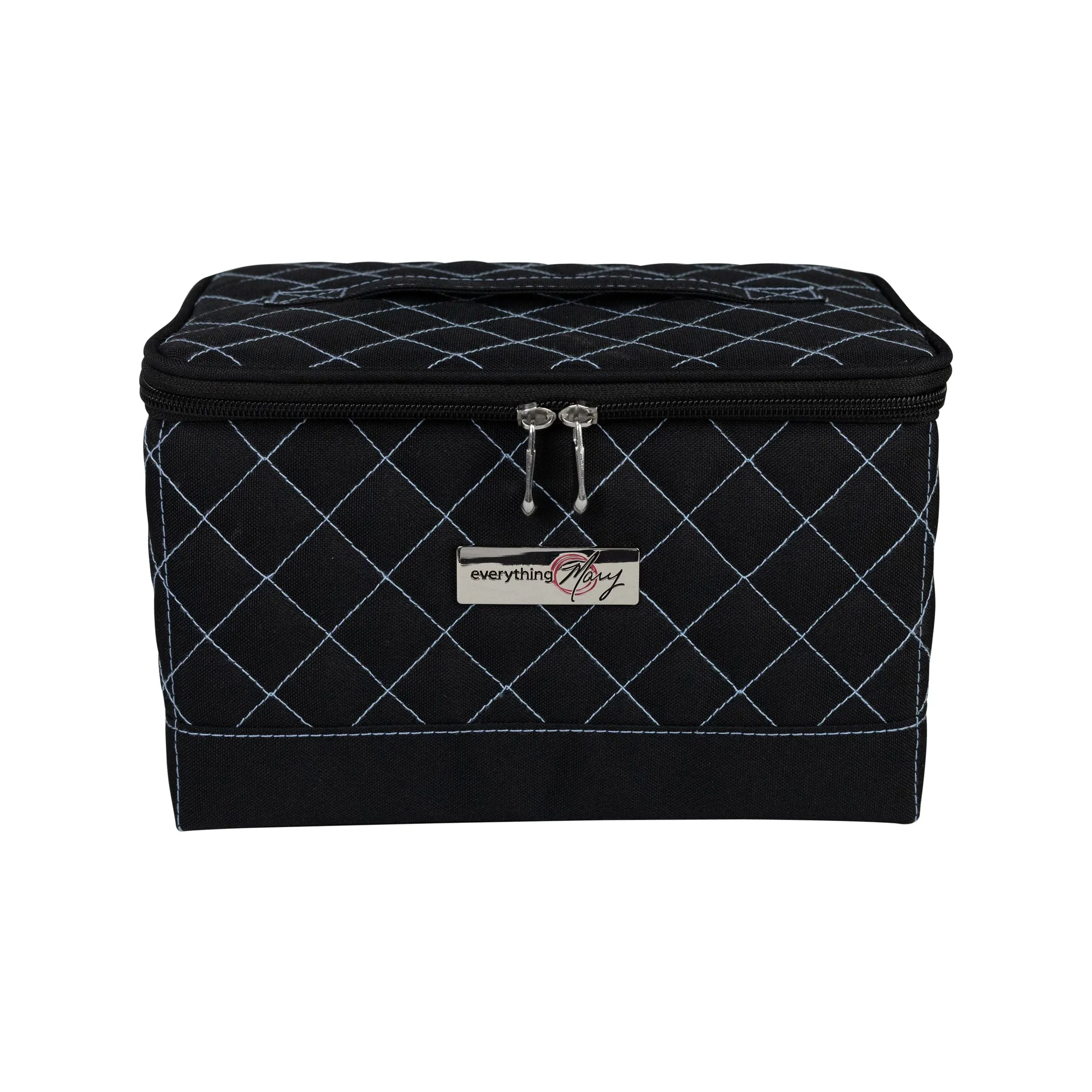 Collapsible Sewing Kit Organizer Box, Black & Blue Quilted