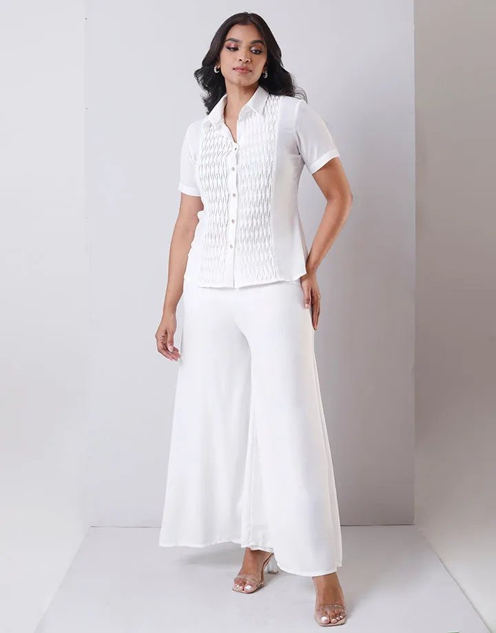 Collared Blouse with Pintuck Details