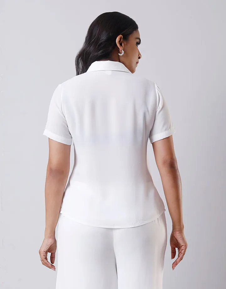 Collared Blouse with Pintuck Details