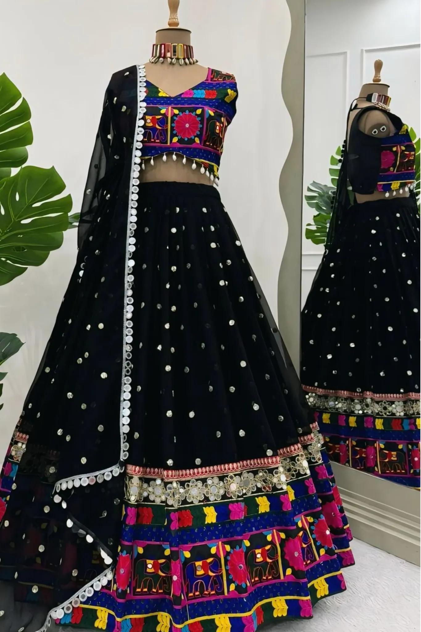 COLORFUL EMBROIDERED BLOUSE WITH FLOWERS AND ANIMALS CHOLI