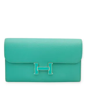 Constance Blue Paon Wallet in Epsom, Enamel hardware