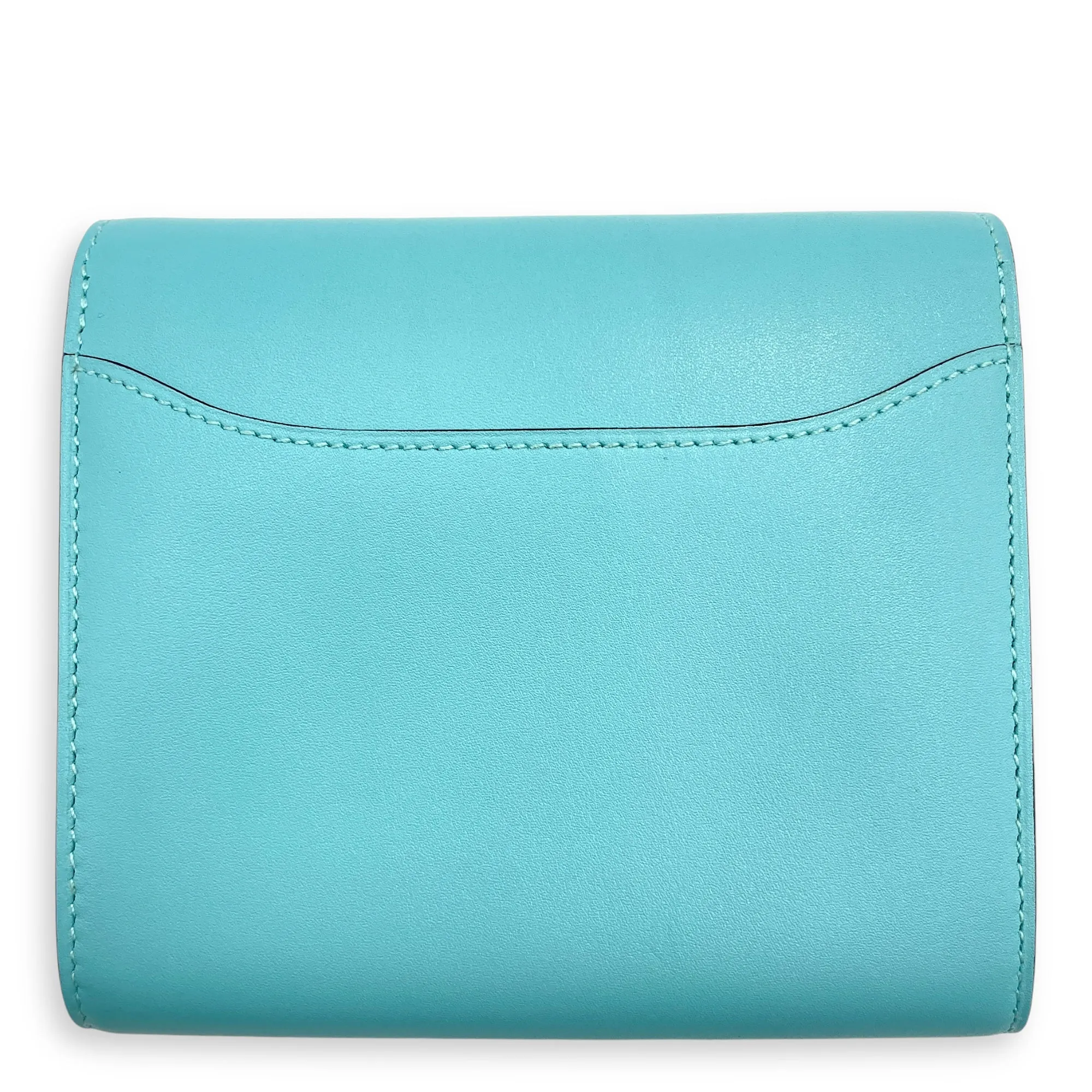 Constance Compact Wallet Blue Atoll/Ficelle Wallet in Tadelakt/Lizard, Palladium hardware