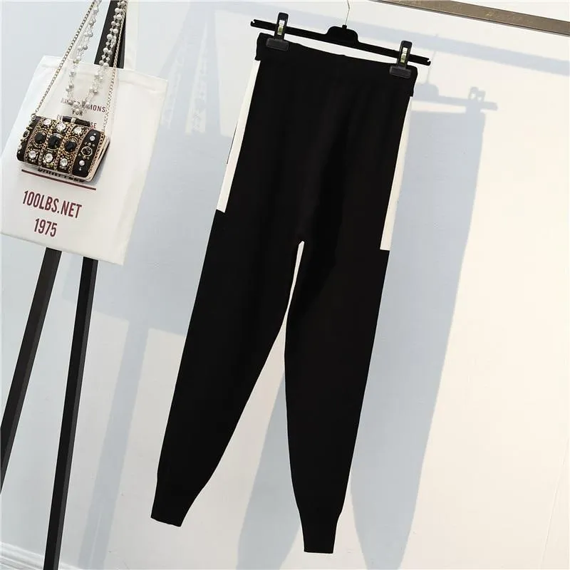 Contrast Details Fine Knit Loungewear Set