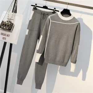 Contrast Details Fine Knit Loungewear Set