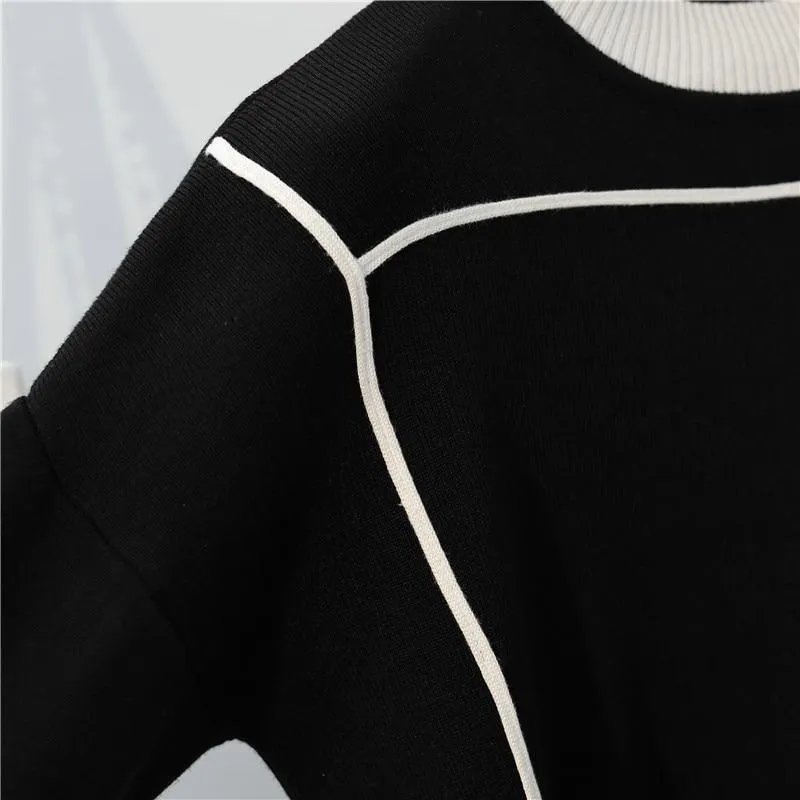 Contrast Details Fine Knit Loungewear Set