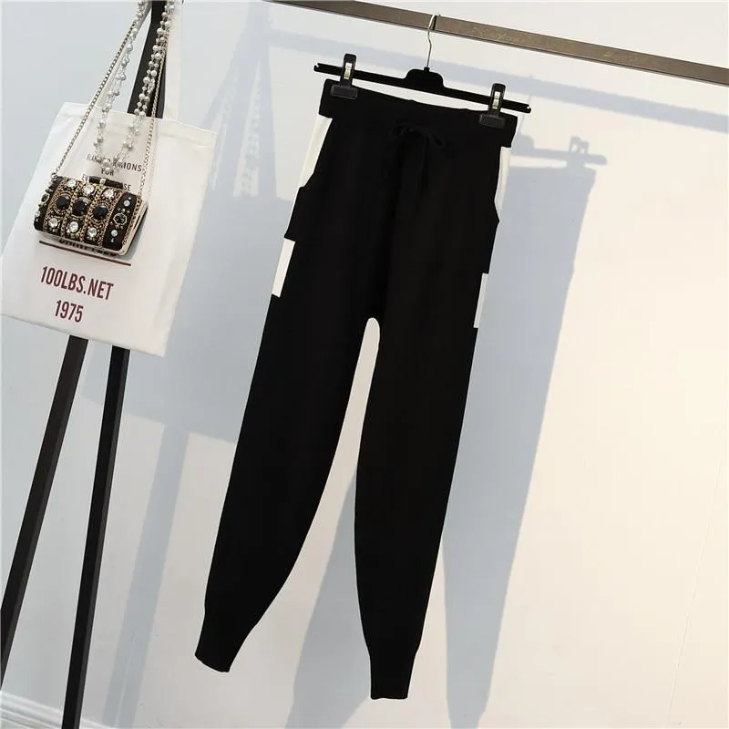 Contrast Details Fine Knit Loungewear Set