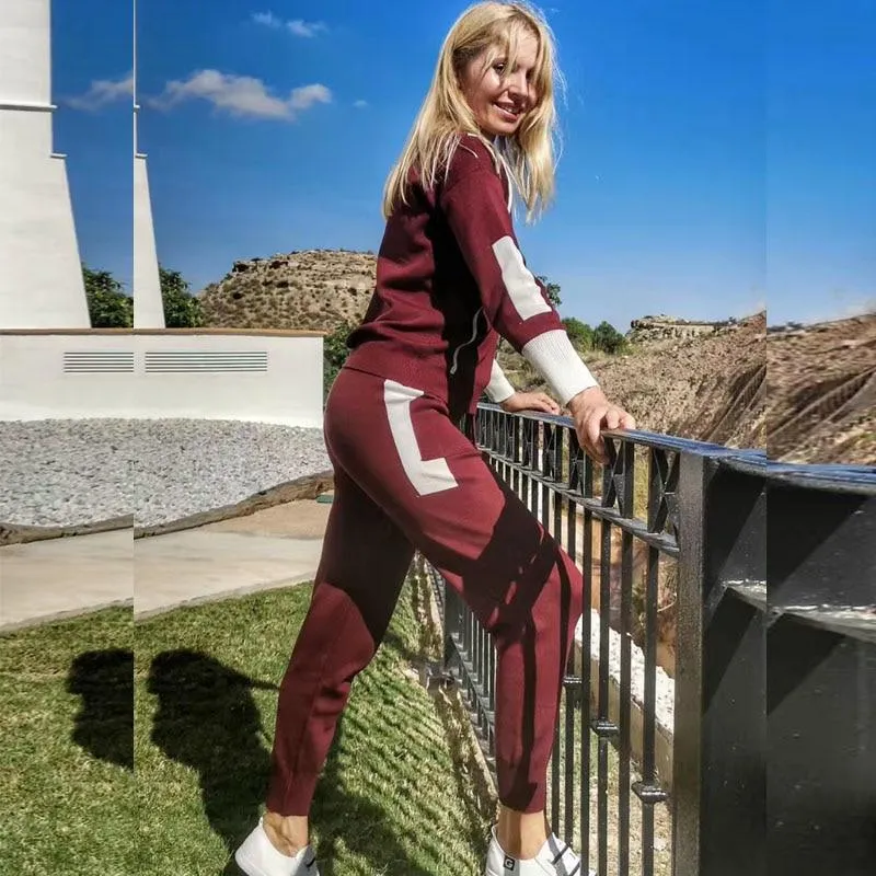 Contrast Details Fine Knit Loungewear Set