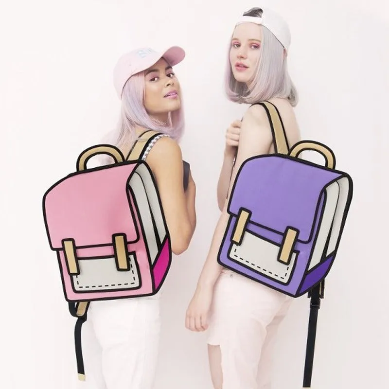 Creative 2D Drawing Backpack Cartoon