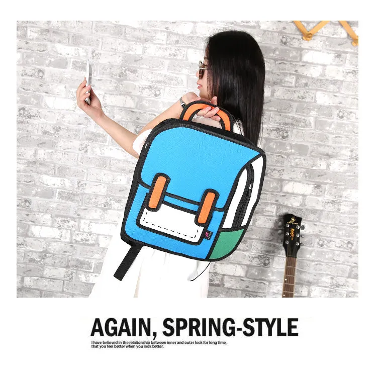 Creative 2D Drawing Backpack Cartoon