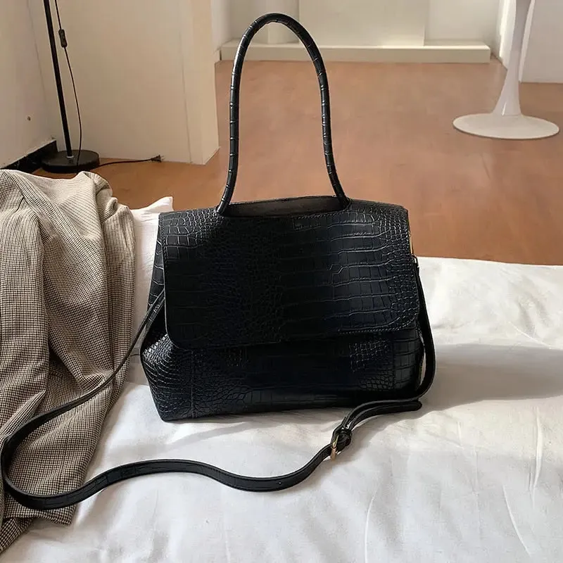 Crocodile Pattern Pu Leather Shoulder Bag