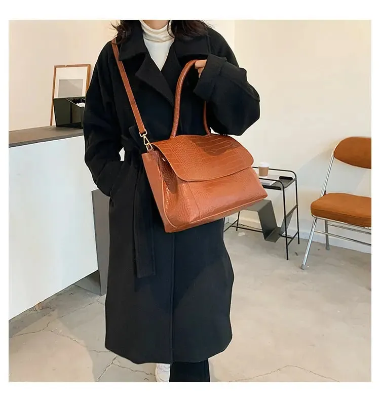 Crocodile Pattern Pu Leather Shoulder Bag
