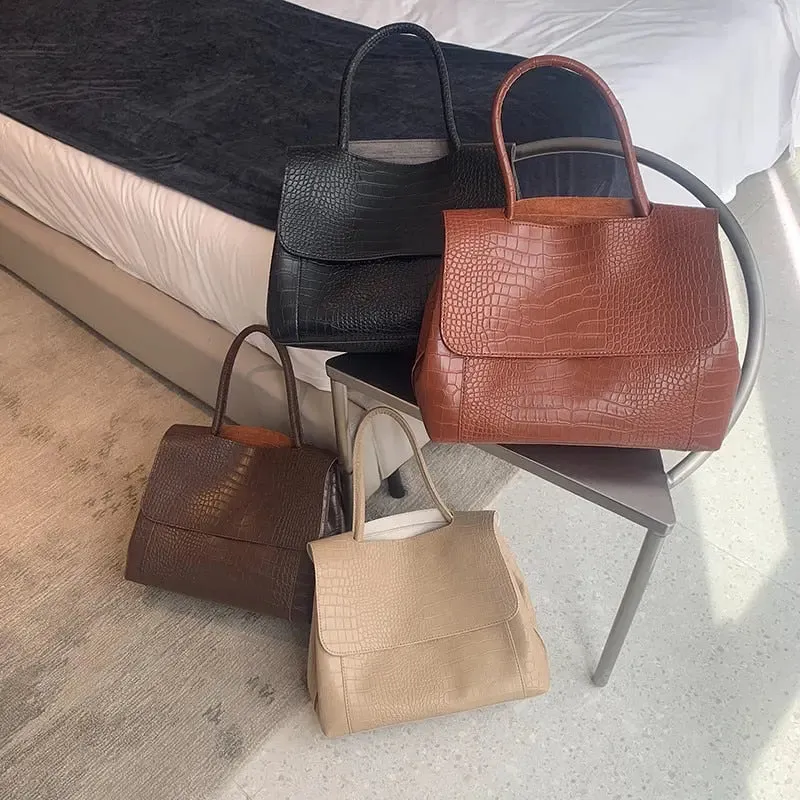 Crocodile Pattern Pu Leather Shoulder Bag