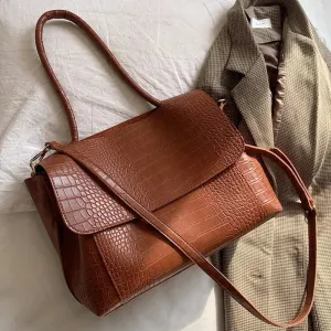 Crocodile Pattern Pu Leather Shoulder Bag
