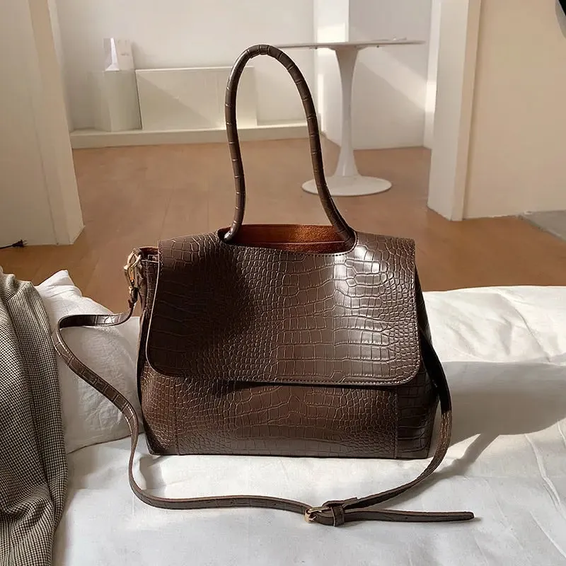 Crocodile Pattern Pu Leather Shoulder Bag
