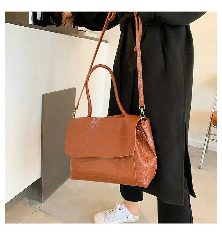 Crocodile Pattern Pu Leather Shoulder Bag