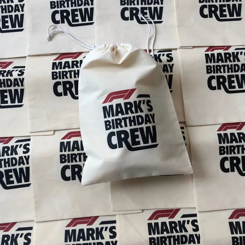 Custom Logo/Image Print Reusable Canvas Drawstring Bag Goodies Party Favour Bag