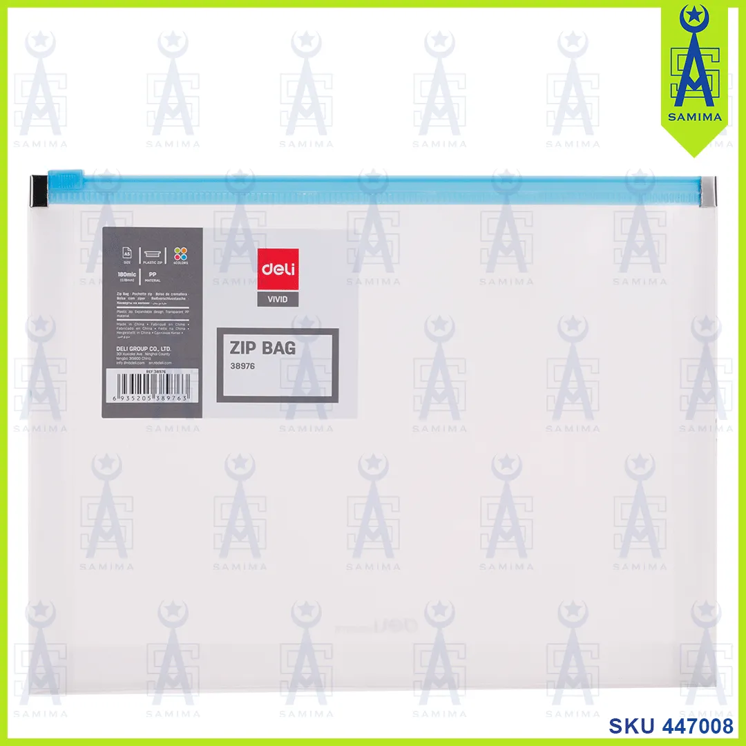 DELI E38976 TRANSPARENT ZIPLOCK BAG A5