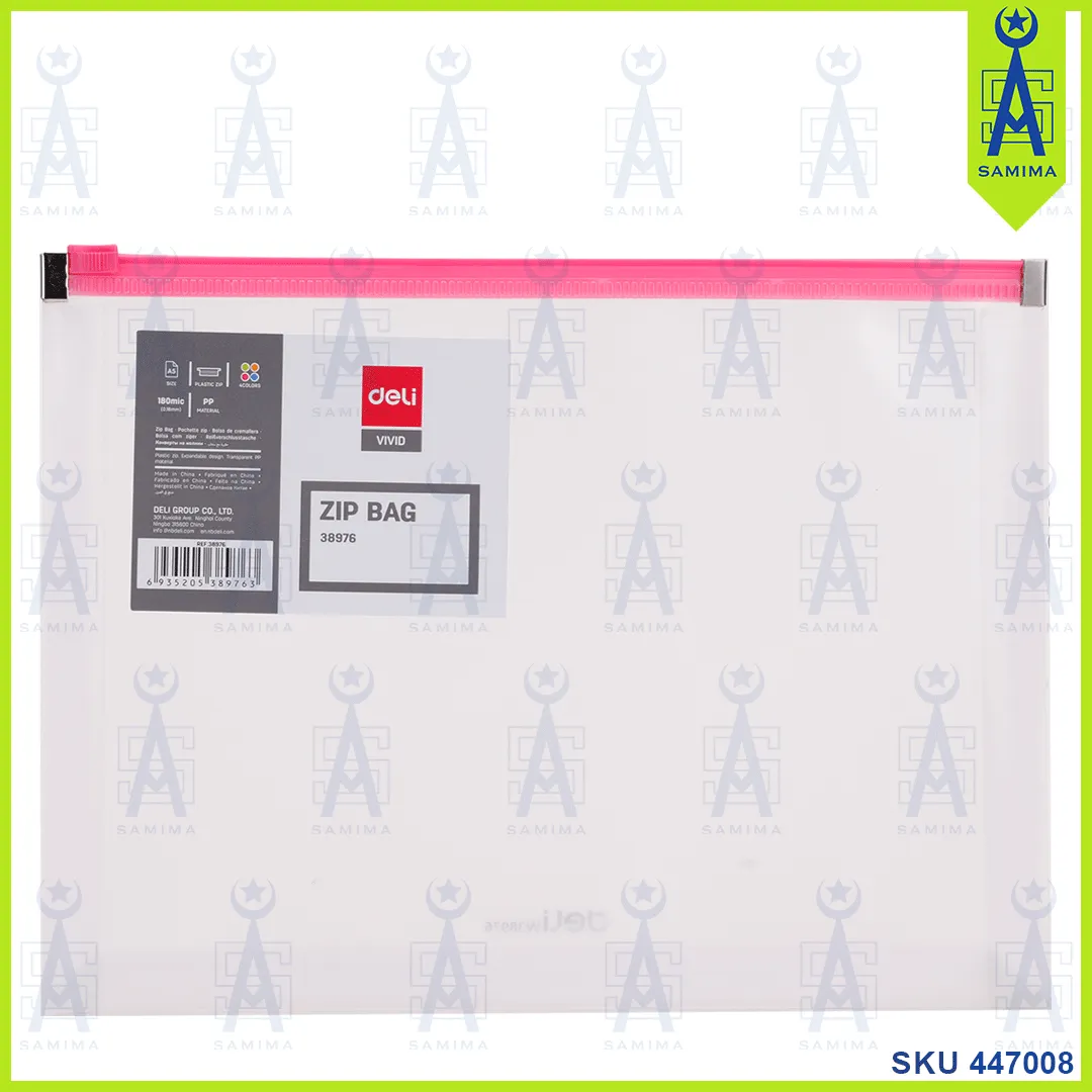 DELI E38976 TRANSPARENT ZIPLOCK BAG A5