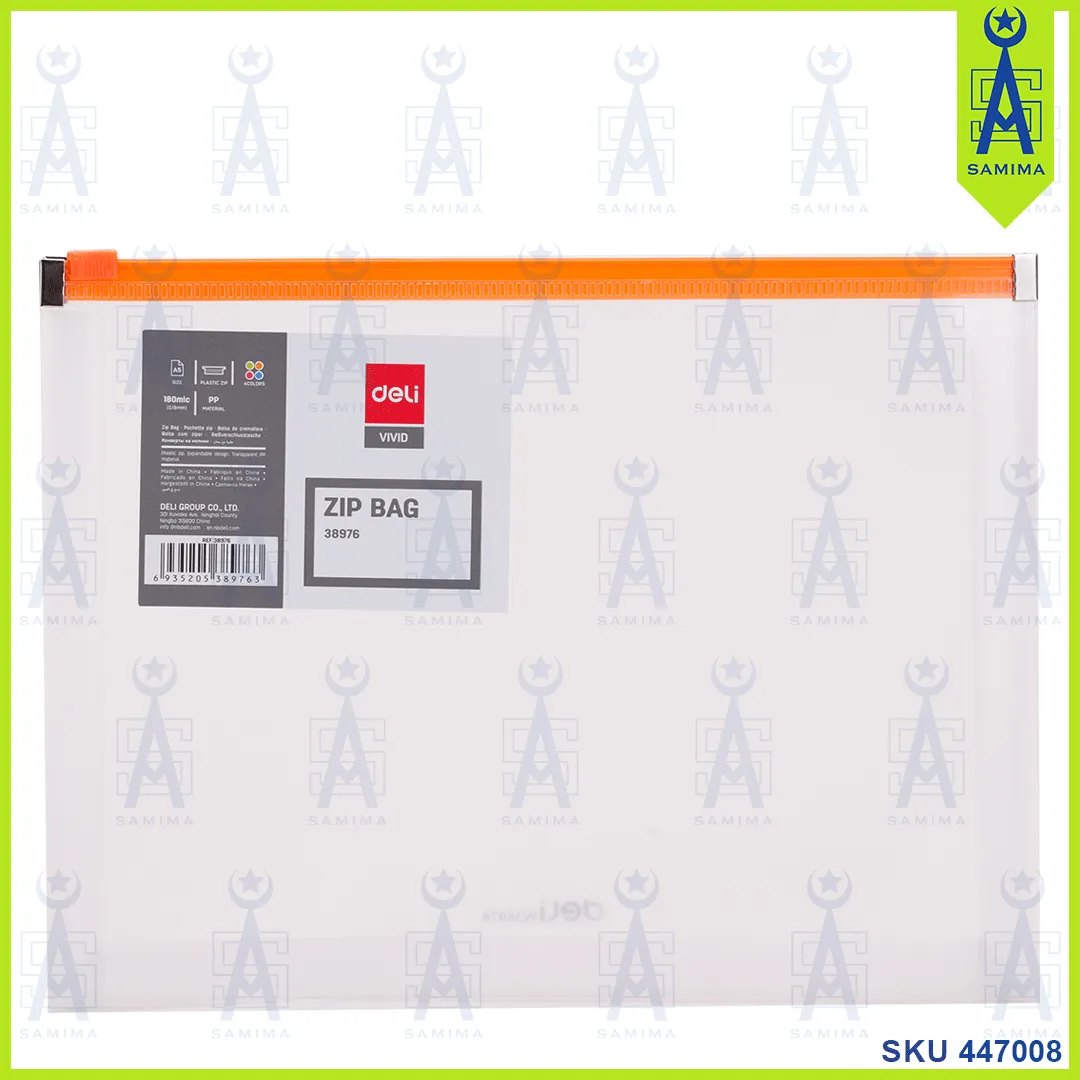 DELI E38976 TRANSPARENT ZIPLOCK BAG A5