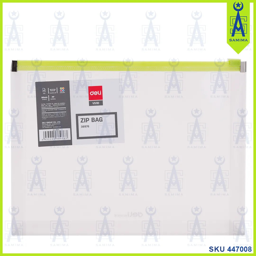 DELI E38976 TRANSPARENT ZIPLOCK BAG A5