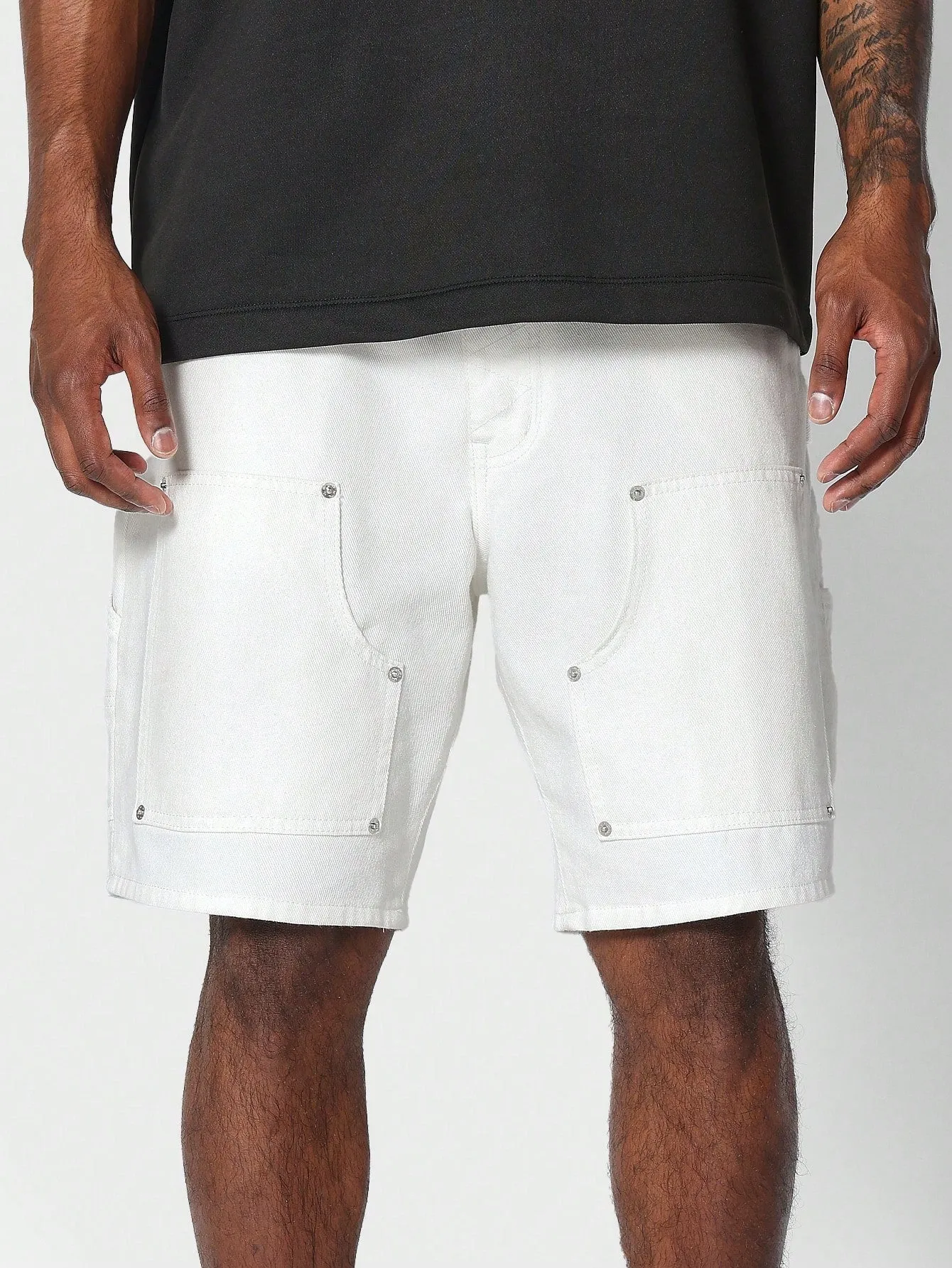 Denim Short With Carpenter Details