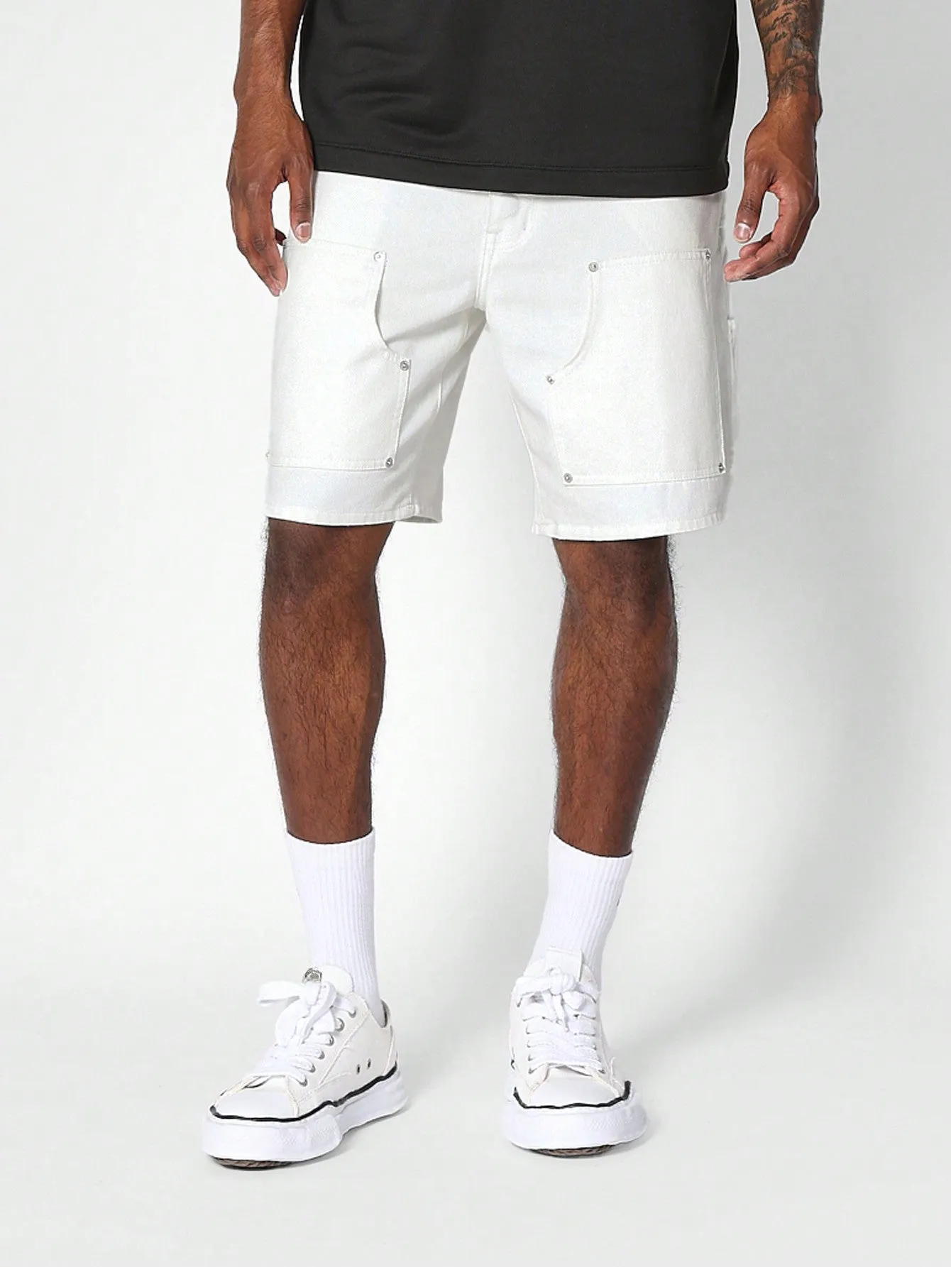 Denim Short With Carpenter Details
