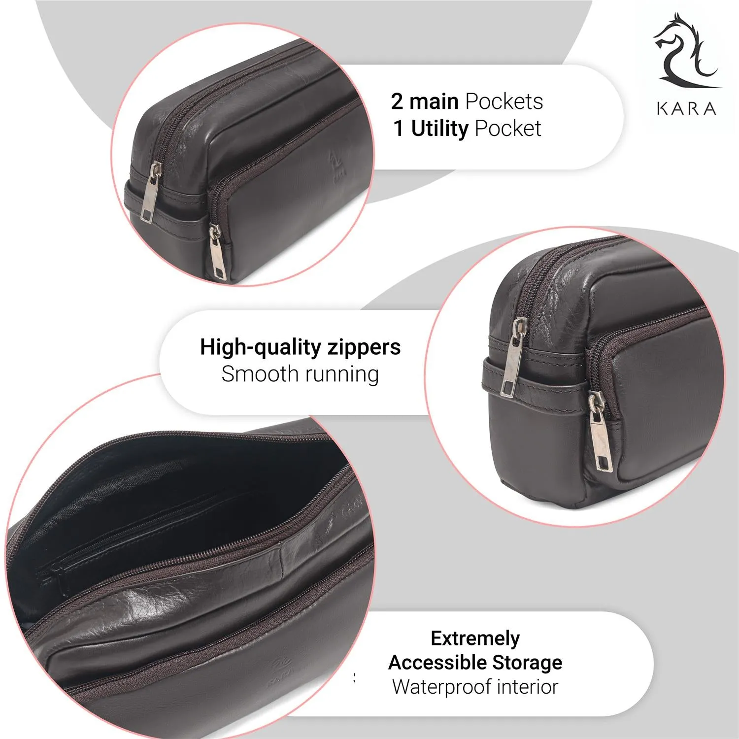 Edward Tan Leather Wash Bag for Men