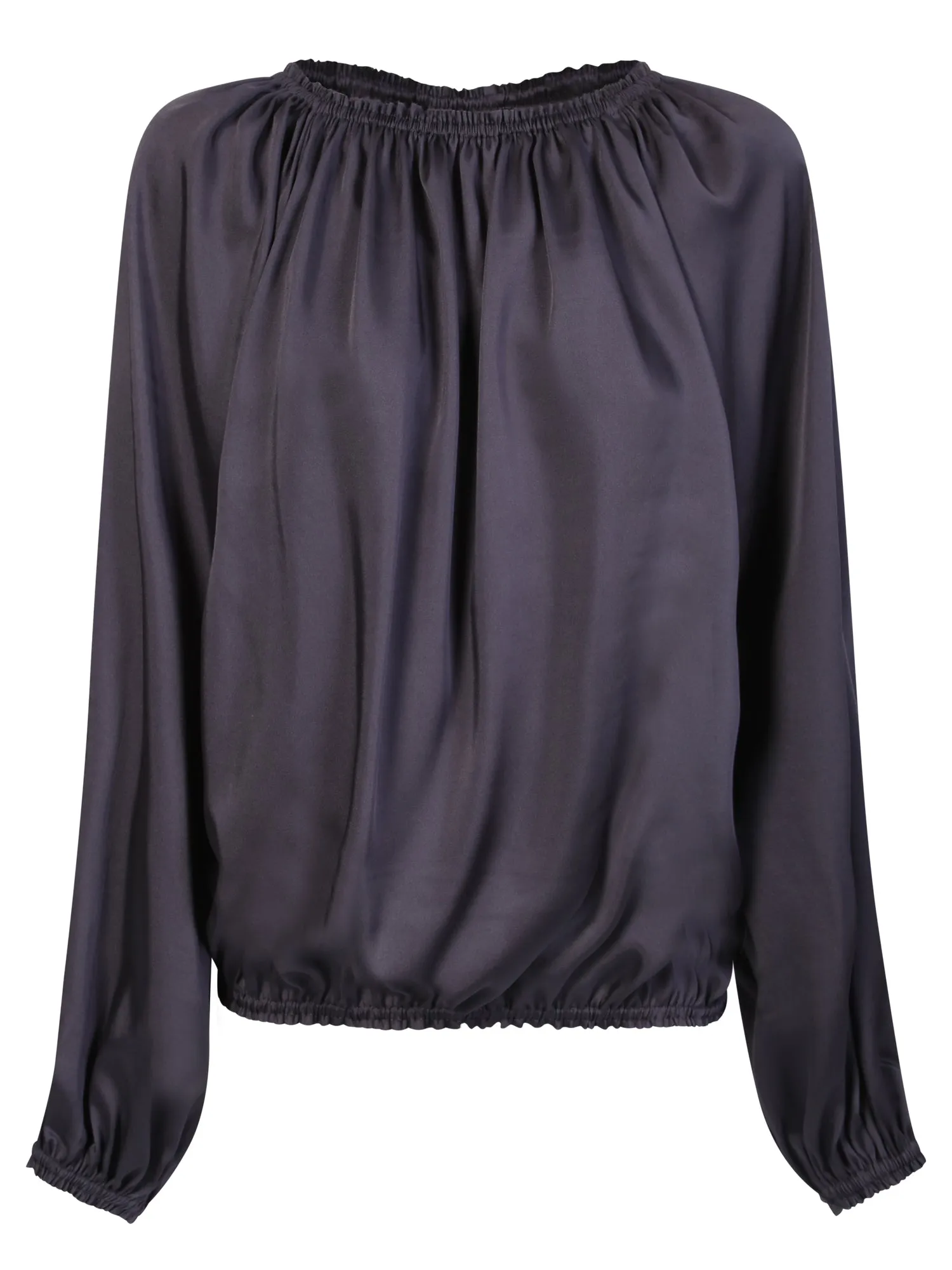 Elasticated details black blouse