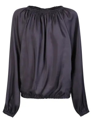 Elasticated details black blouse