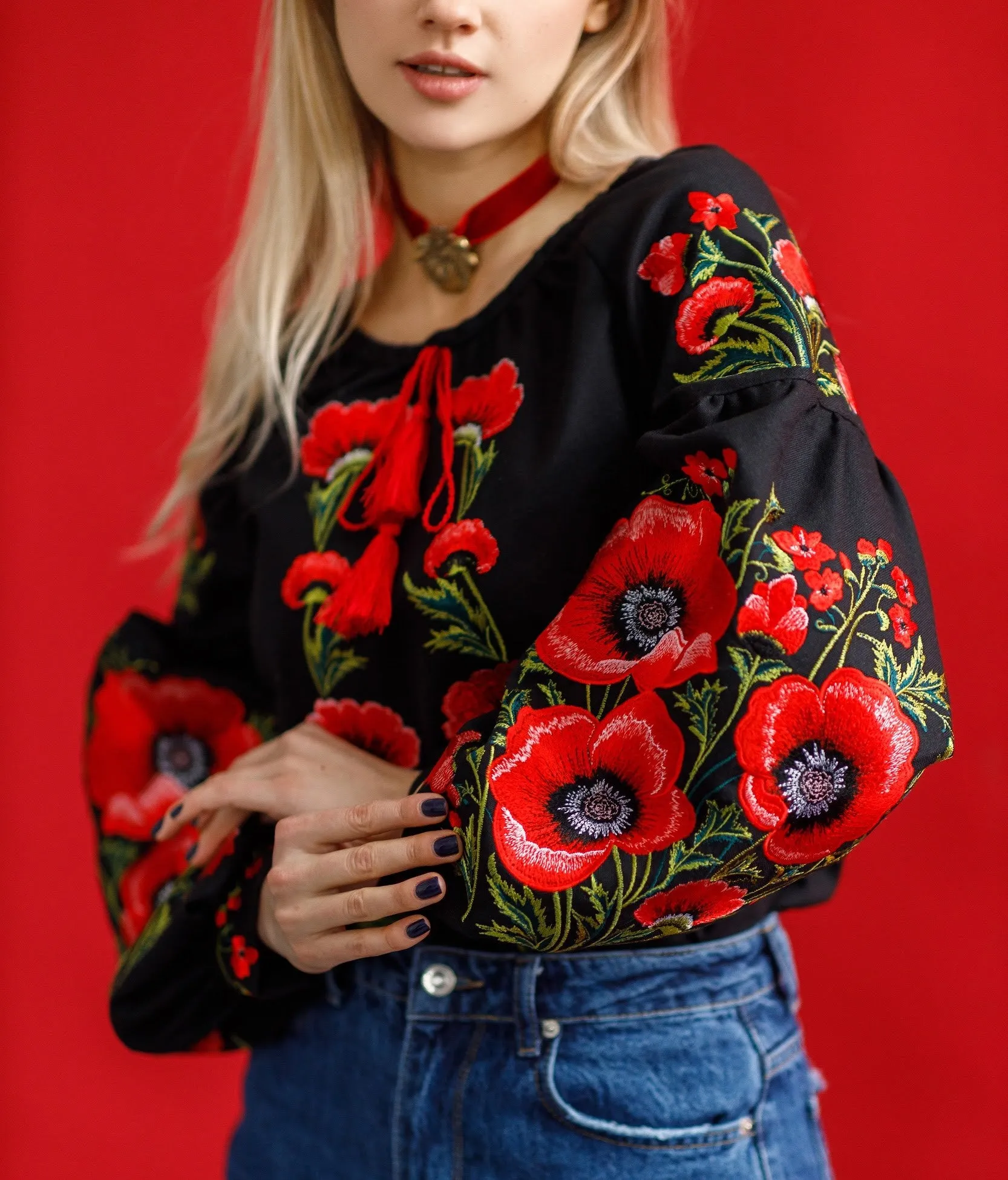 Embroidered Blouse "Gorgeous Poppy"
