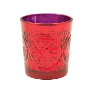 Etched Mercury Glass Votive Holder