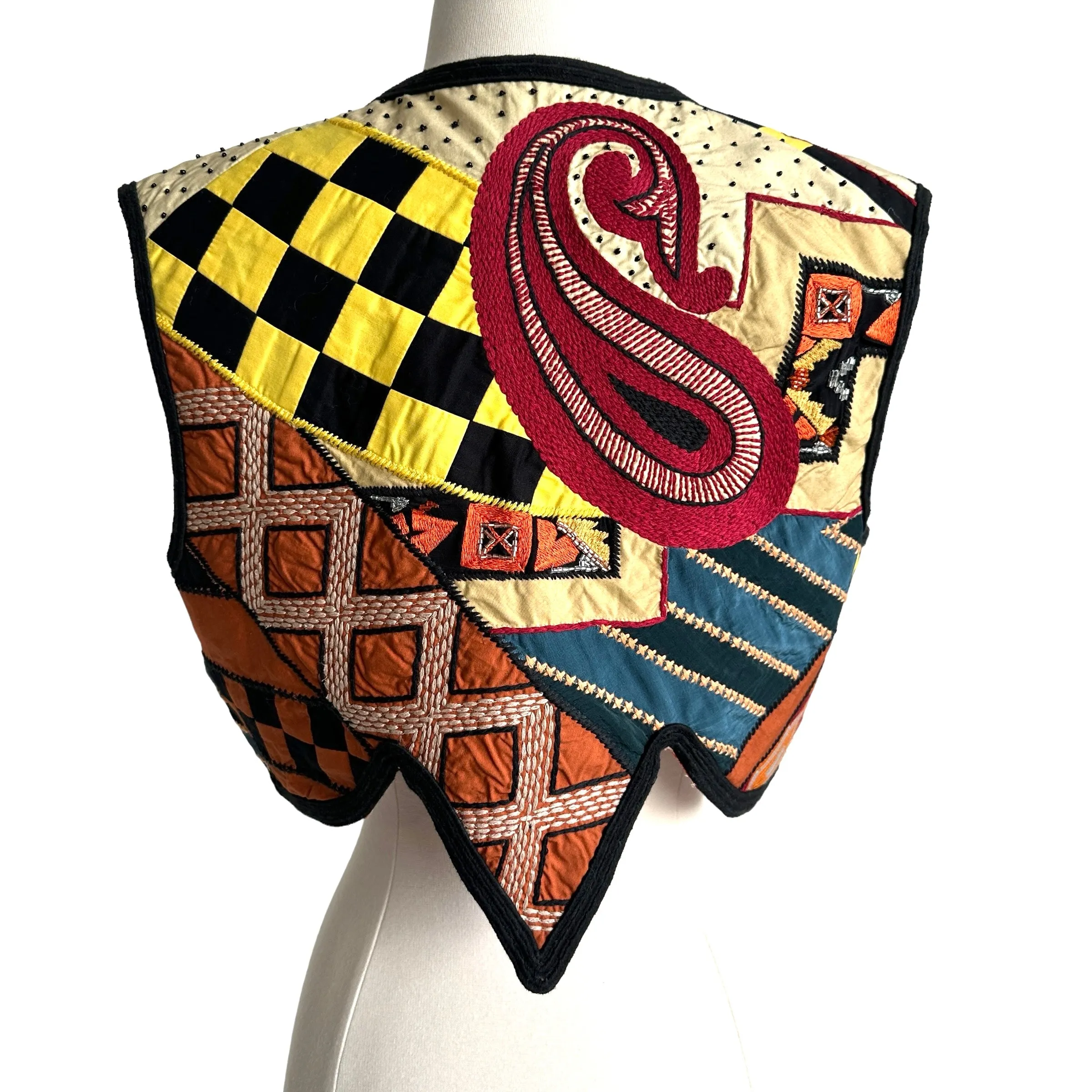 Ethnic Patchwork Vest - M