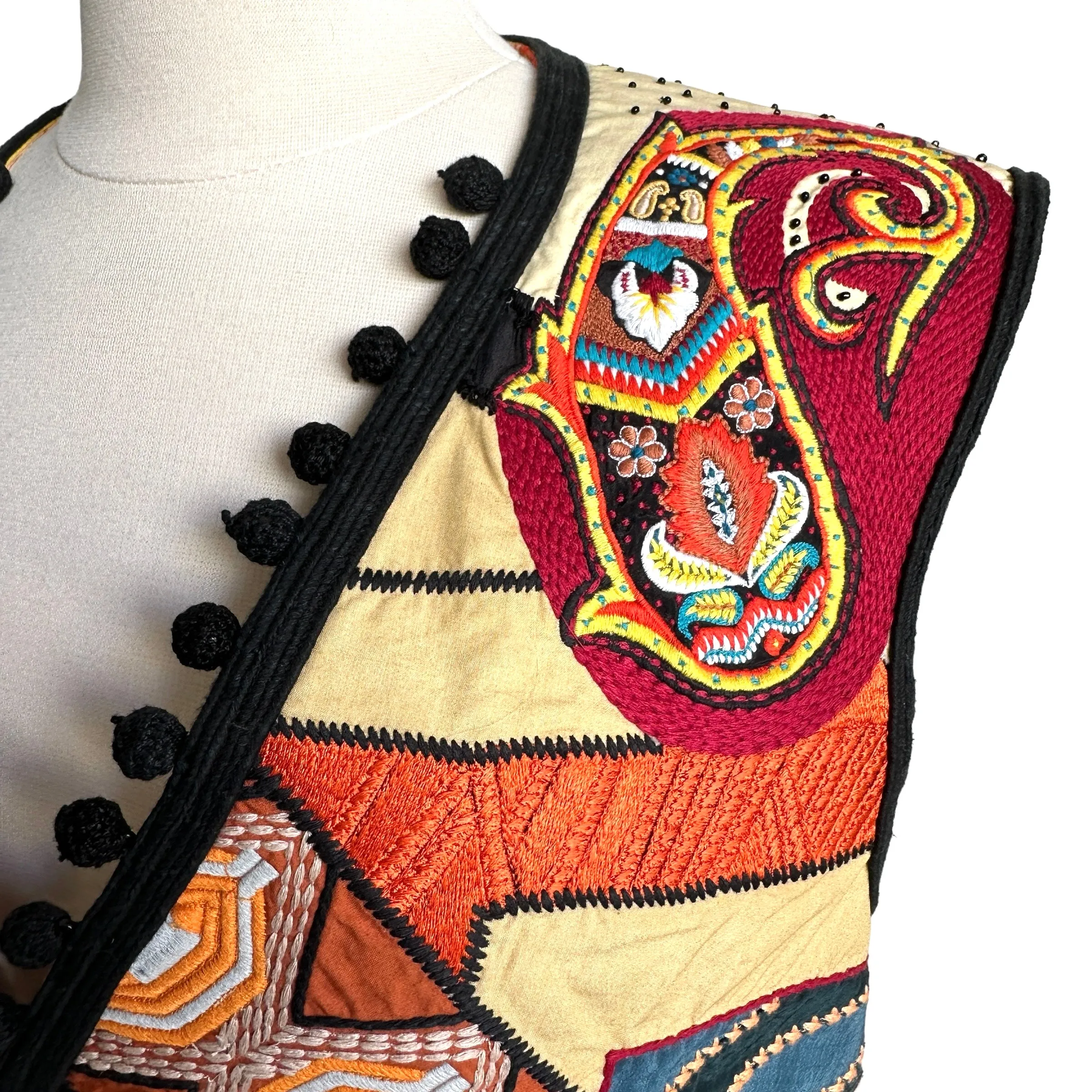Ethnic Patchwork Vest - M