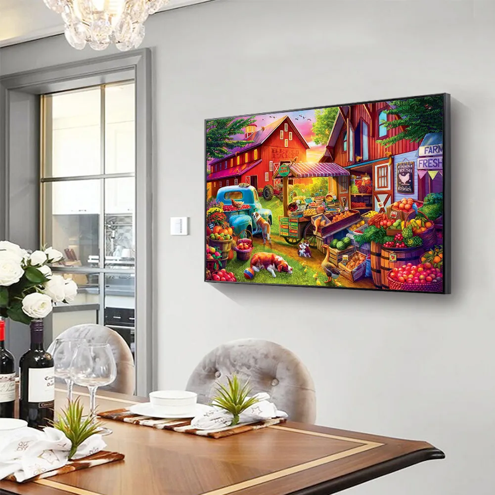 Farmhouse Scenery - Full Round Drill Diamond Painting 50*40CM