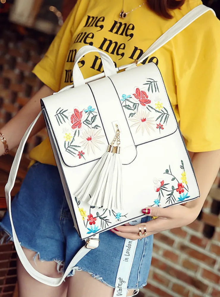 Fashion Embroidery Girl Backpacks Cute School Bags