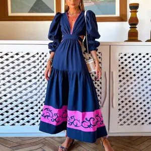 Fashionable V-neck swing dress