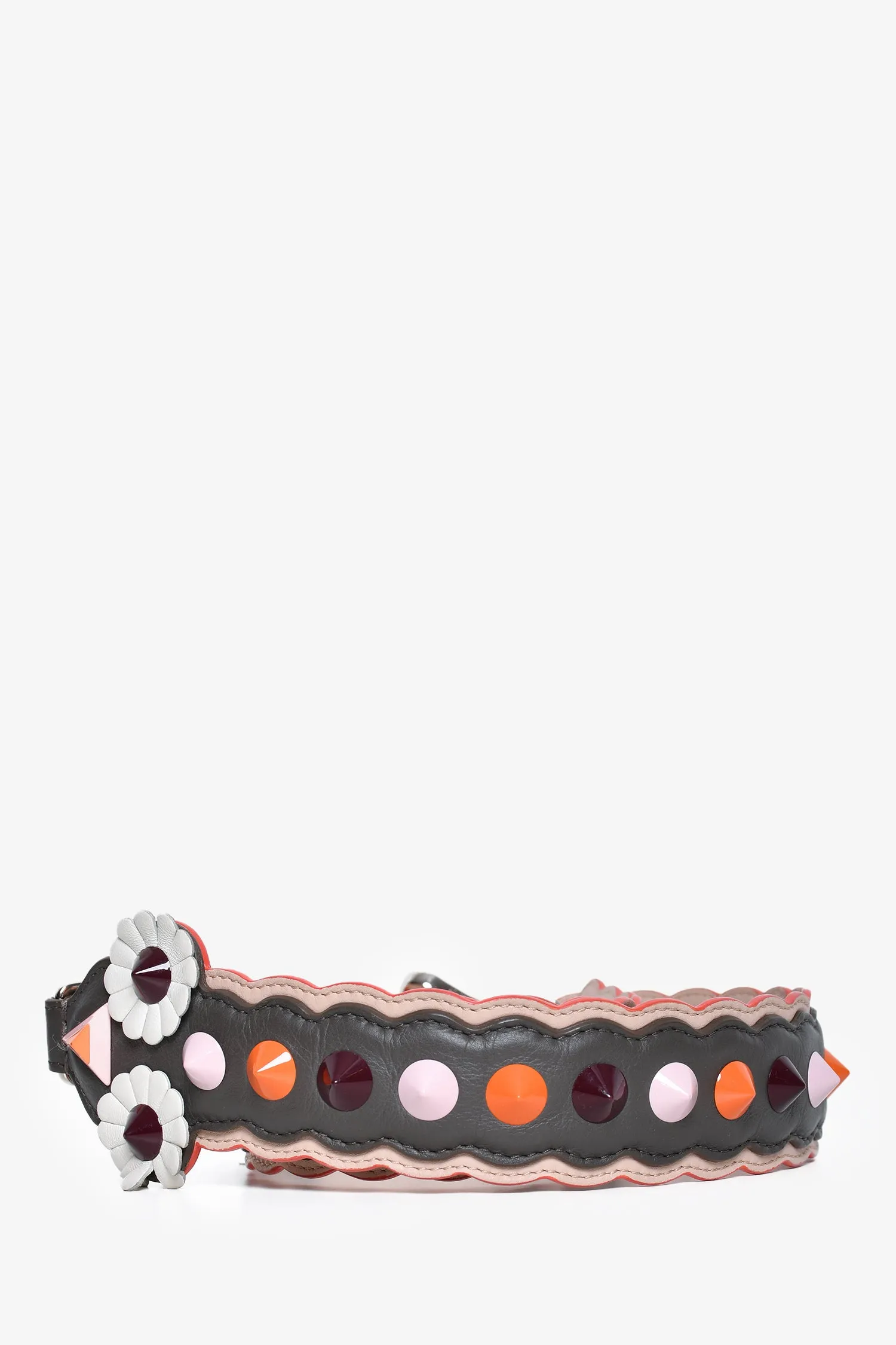 Fendi Grey/Orange Studded Bag Strap