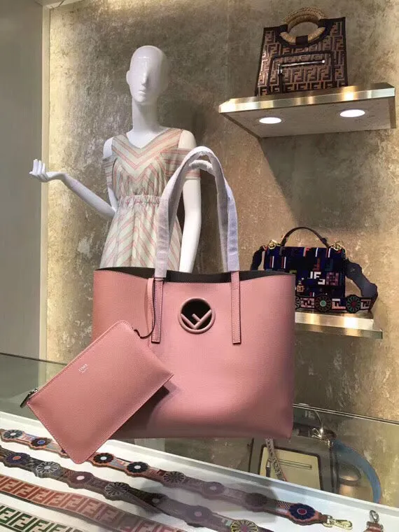 Fendi Pink Kan I F Logo Shopper Bag