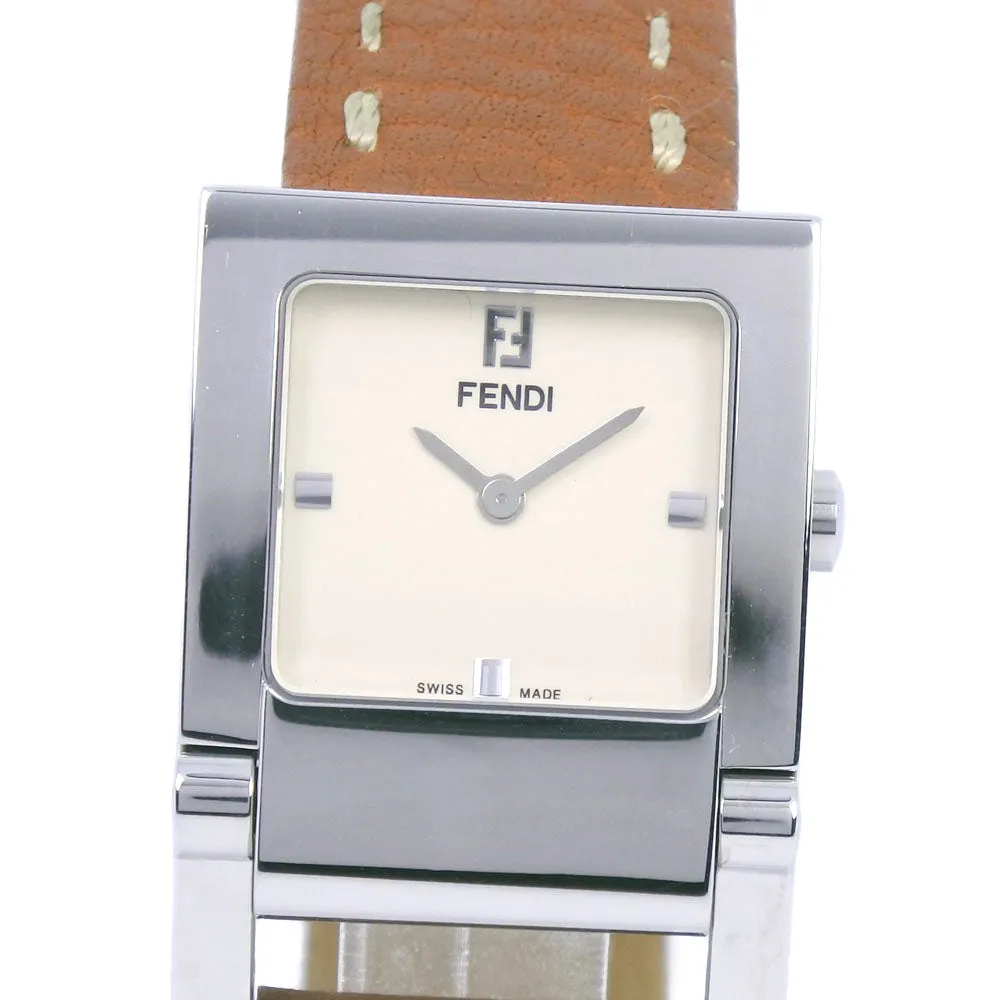 FENDI Watches Quartz 004-5200G-452 Stainless Steel , Leather Brown Olologi beige dial Women Used