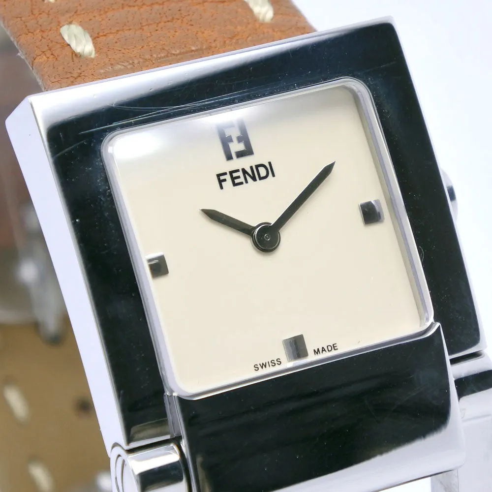 FENDI Watches Quartz 004-5200G-452 Stainless Steel , Leather Brown Olologi beige dial Women Used