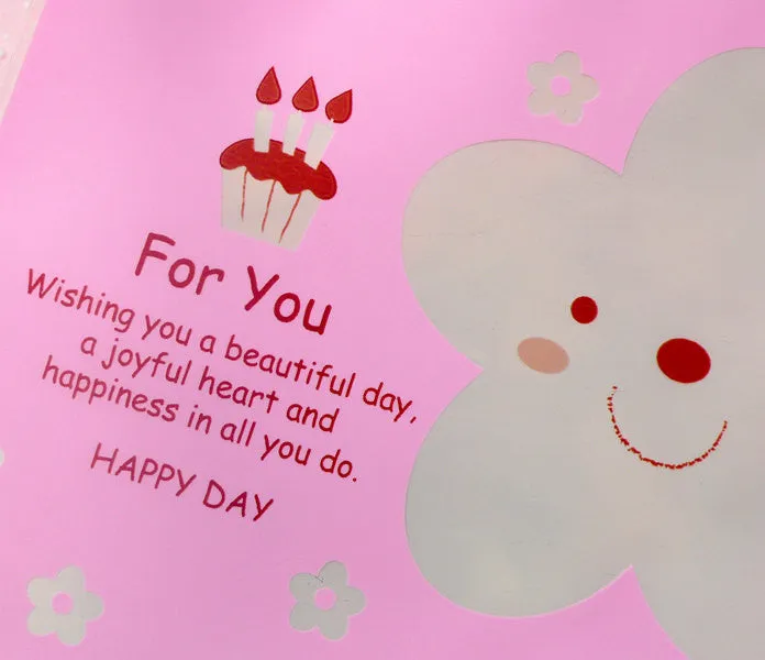 Flower Gift Bags "For You" (20 pcs / Pink) Self Adhesive Resealable Plastic Bag Gift Wrapping Bag Packaging Cookie Bag (13.8cm x 14cm) GB046