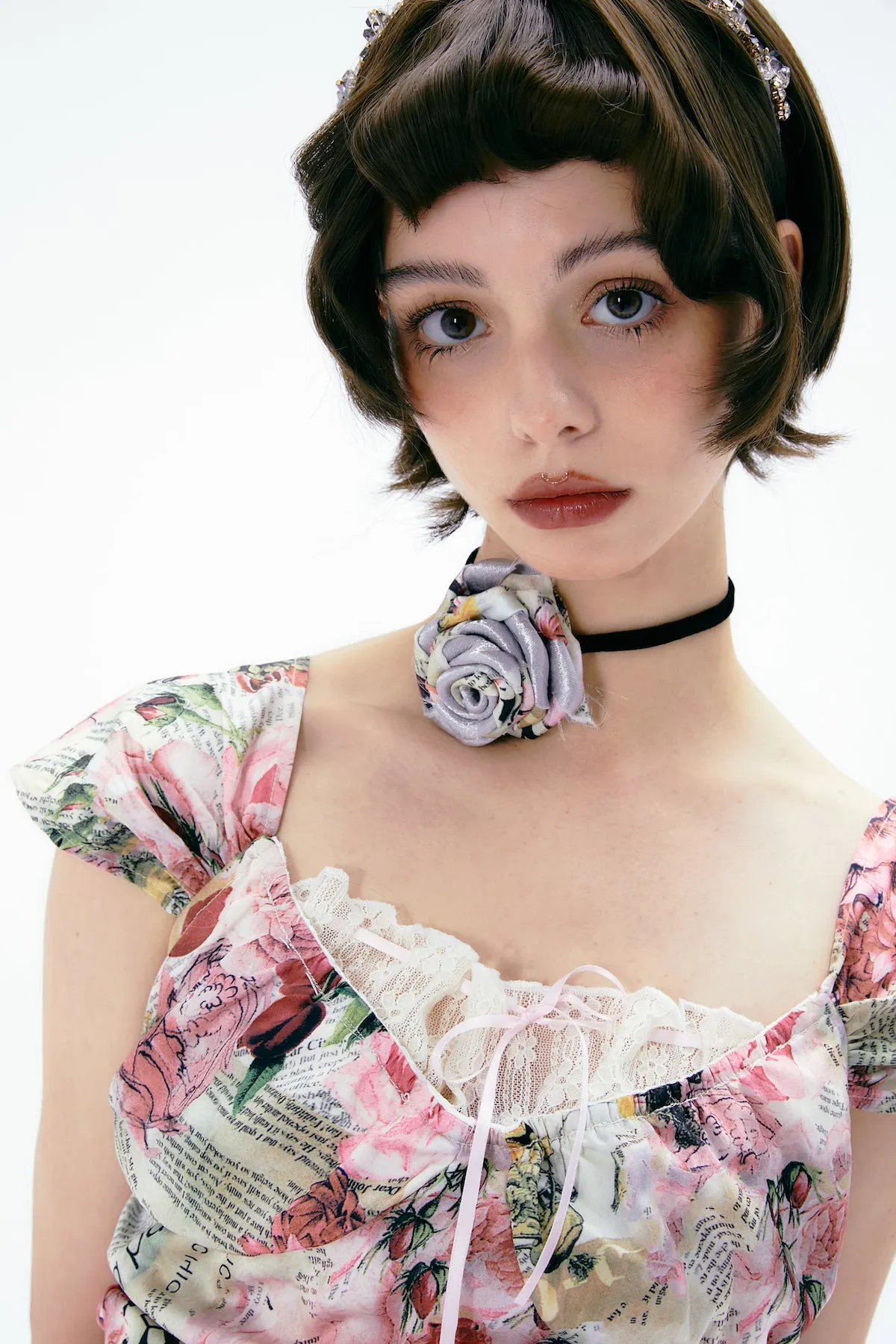 Flower Gorgeous Asymmetry Newspaper One-Piece