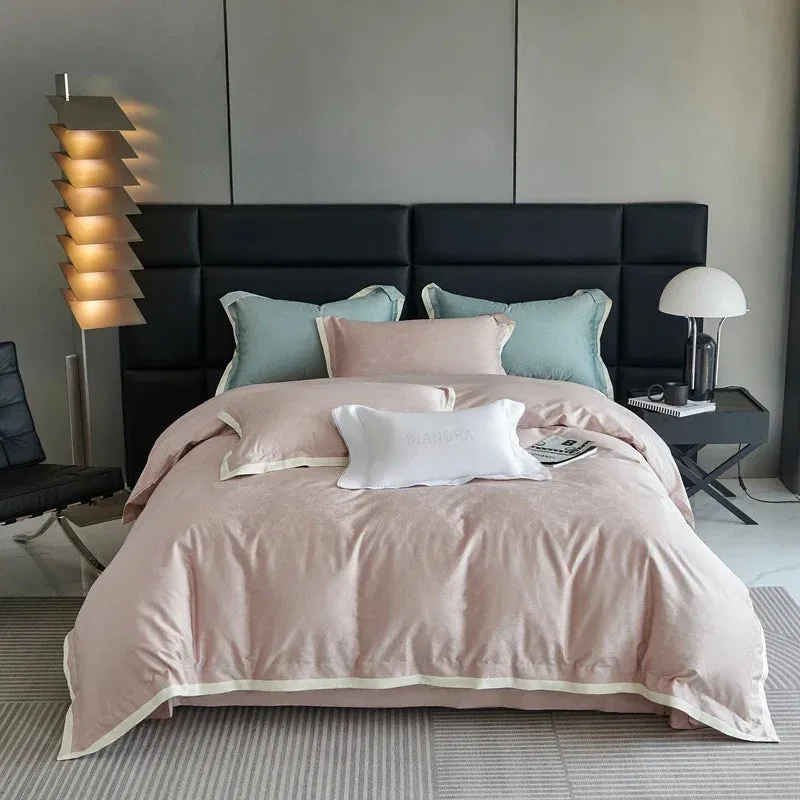 Flytonn-Egyptian Cotton Simple Jacquard Duvet Cover Set, Luxury Bedding Set, Satin Silky Quilt Cover, Bed Sheet, Pillowcases, 1000TC