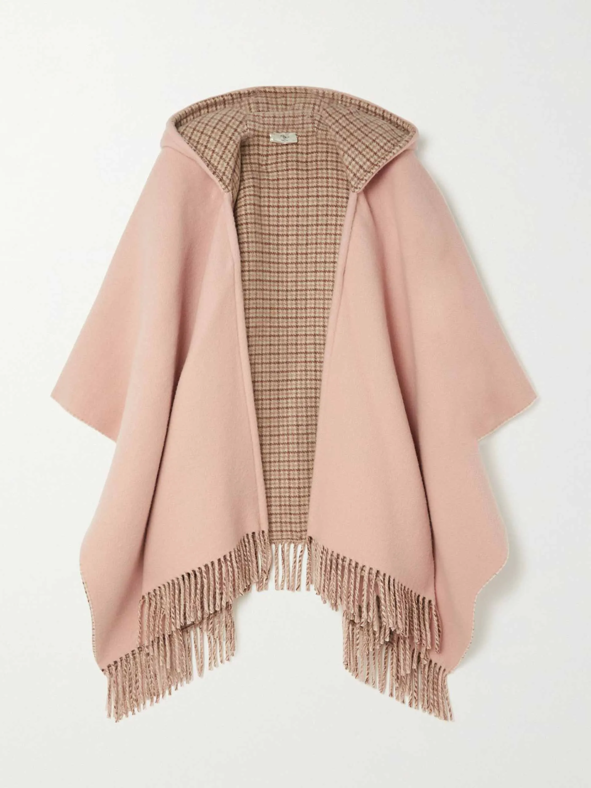 Fringed hooded wool and cashmere-blend wrap