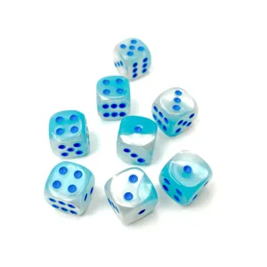 Gemini 12mm d6 Pearl Turquoise-White/blue Luminary Dice Block (36 dice)