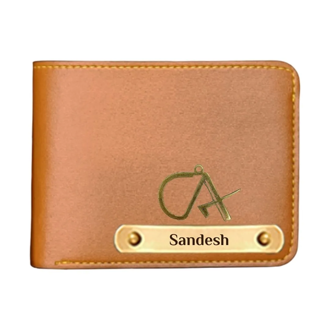Giftana Classic Personalized Vegan Leather Wallet with CA Charm - Tan
