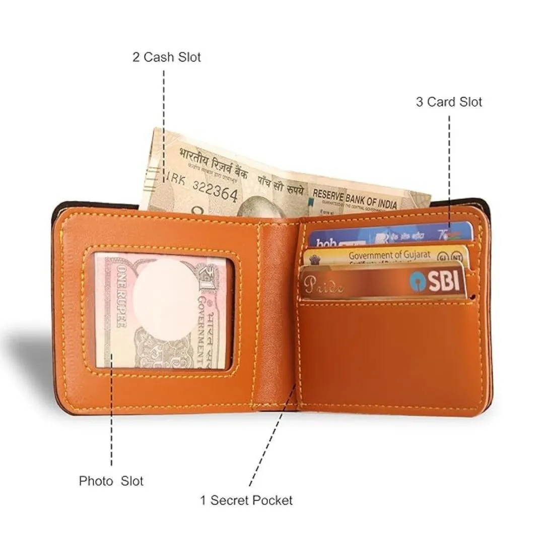 Giftana Classic Personalized Vegan Leather Wallet with CA Charm - Tan